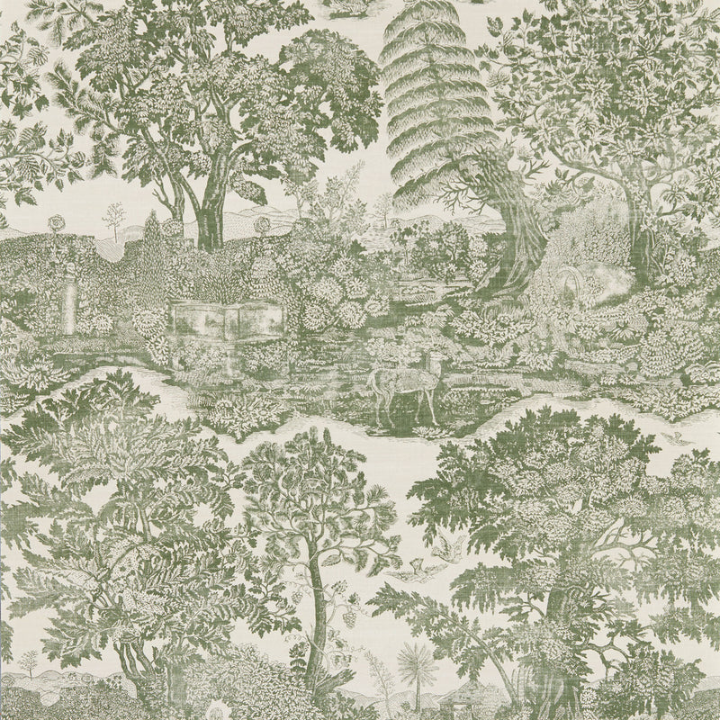 217479 Highgrove Toile Highgrove Yew Green Wallpaper by Sanderson