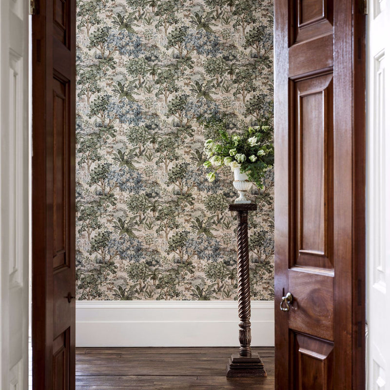 217492 The Stumpery Mural Highgrove Dell Wallpaper by Sanderson