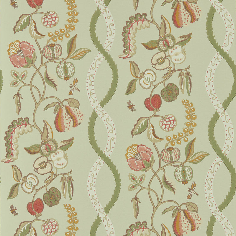 217507 Kitchen Garden Highgrove Olive & Russet Wallpaper by Sanderson