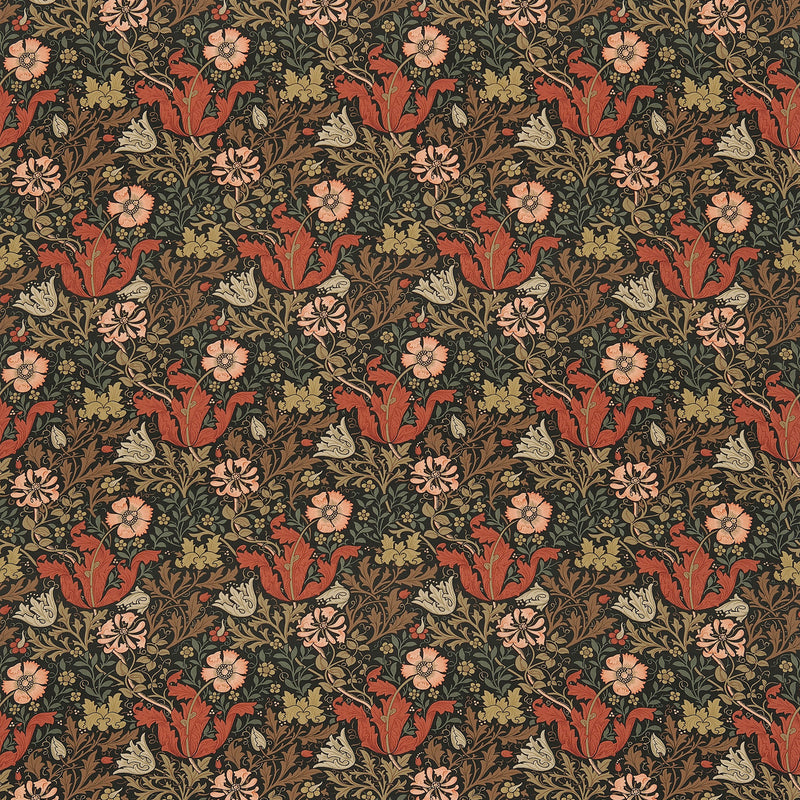DJA196201 Compton Morris & Friends Terracotta Fabric by Morris & Co