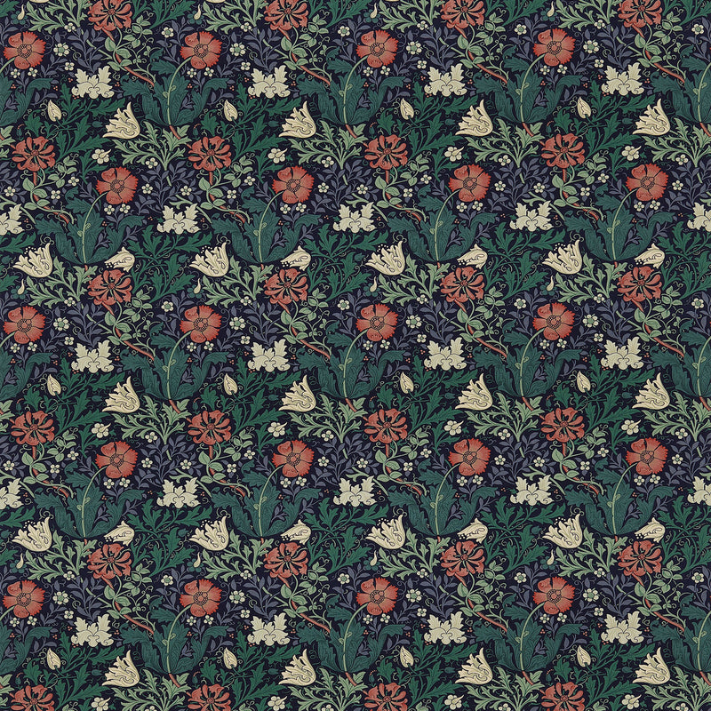 DJA196202 Compton Morris & Friends Indigo and Green Fabric by Morris & Co