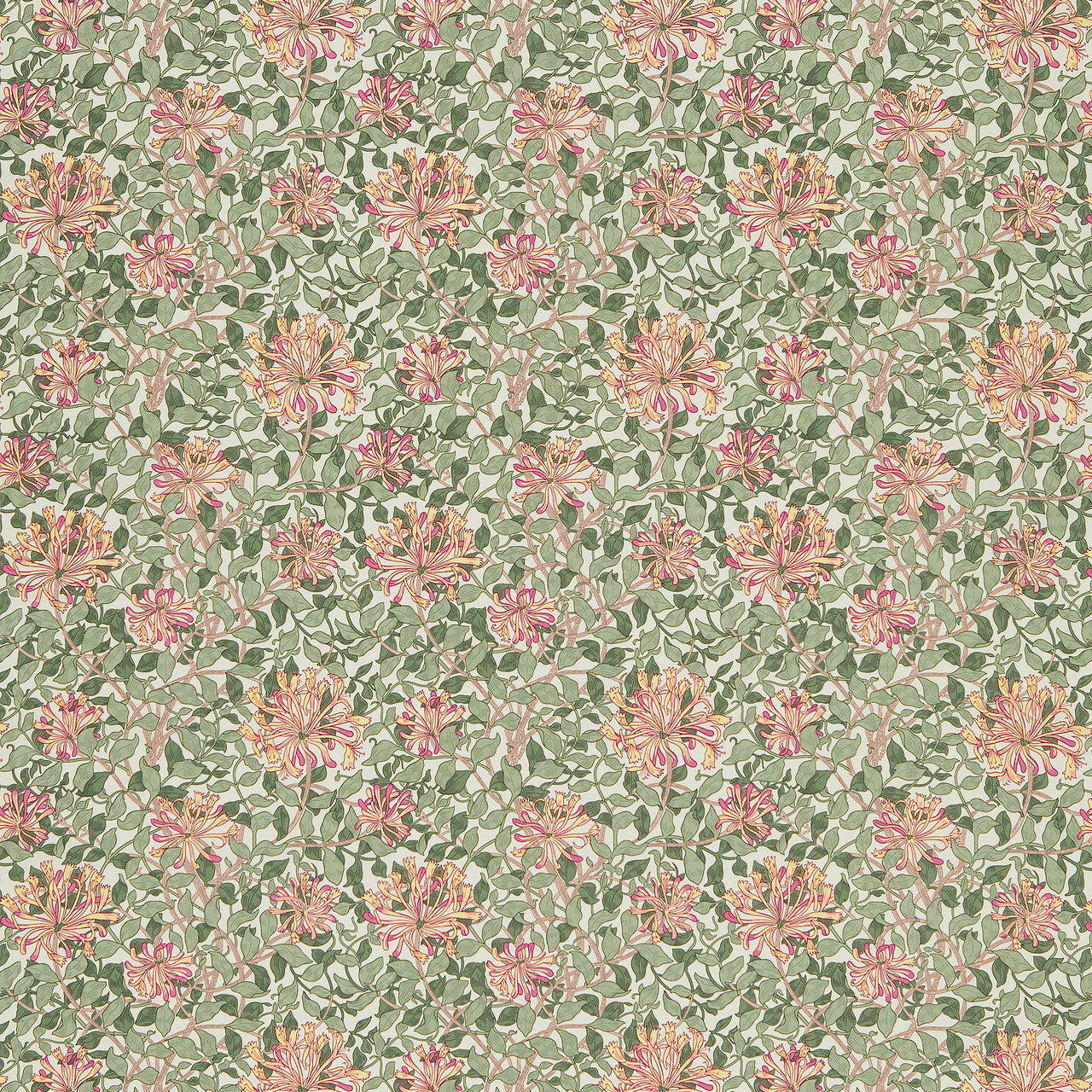 DJA1HS201 Honeysuckle Morris & Friends Chalk and Yellow Fabric by Morris & Co