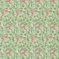Arbutus Morris & Friends Olive and Pink Wallpaper by Morris & Co
