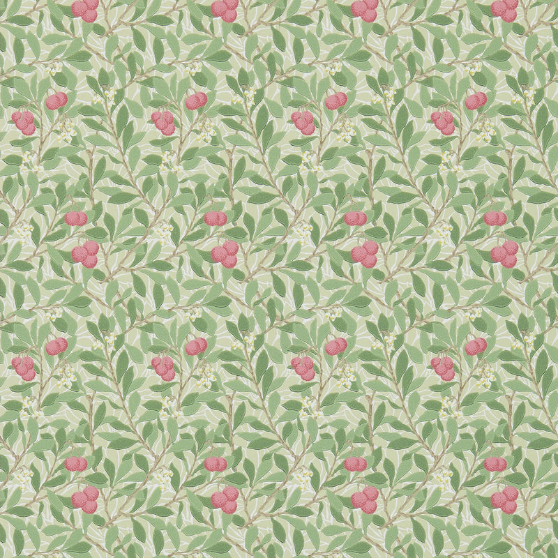 214720 Arbutus Morris & Friends Olive and Pink Wallpaper by Morris & Co
