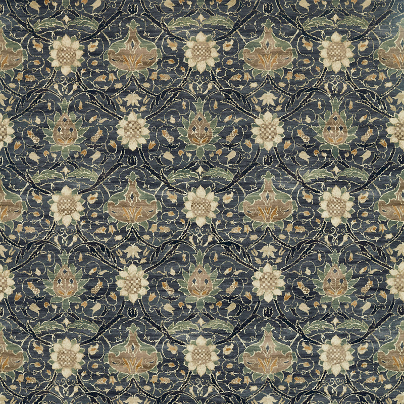 226389 Montreal Velvet Morris & Friends Indigo and Slate Fabric by Morris & Co