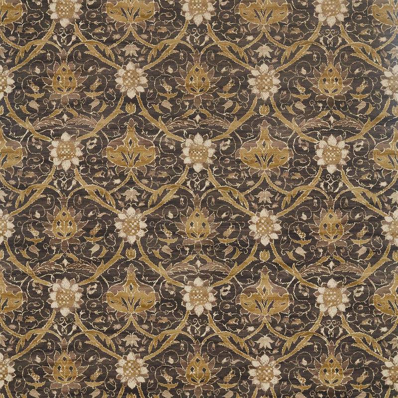 226419 Montreal Morris & Friends Charcoal and Mustard Fabric by Morris & Co