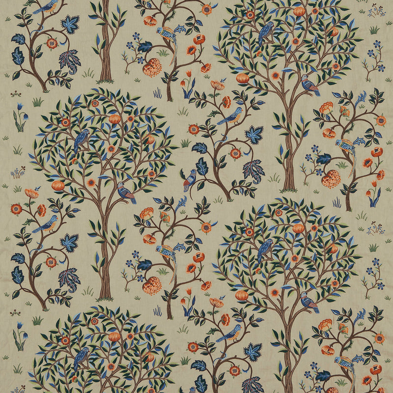 230341 Kelmscott Tree Morris & Friends Russet and Forest Fabric by Morris & Co