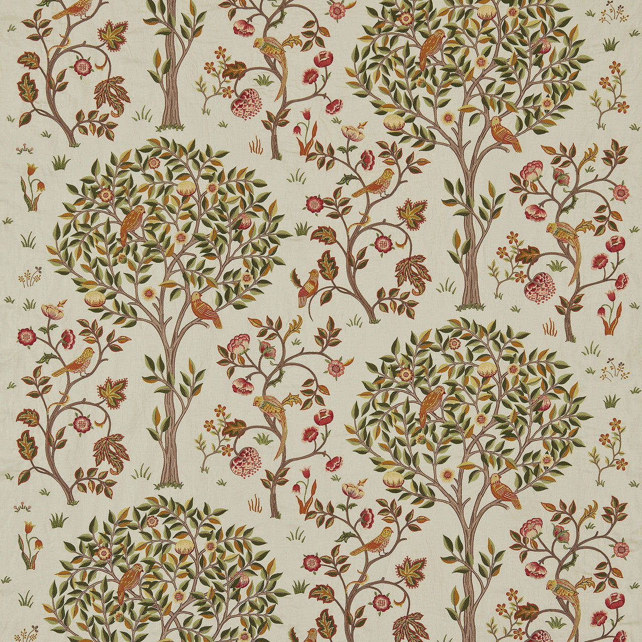 230342 Kelmscott Tree Morris & Friends Russet and Artichoke Fabric by Morris & Co
