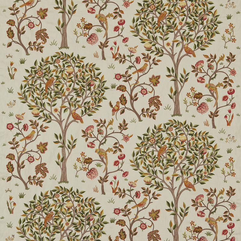 230342 Kelmscott Tree Morris & Friends Russet and Artichoke Fabric by Morris & Co