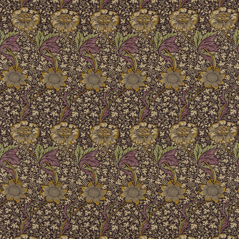 220323 Kennet Morris & Friends Grape and Gold Fabric by Morris & Co