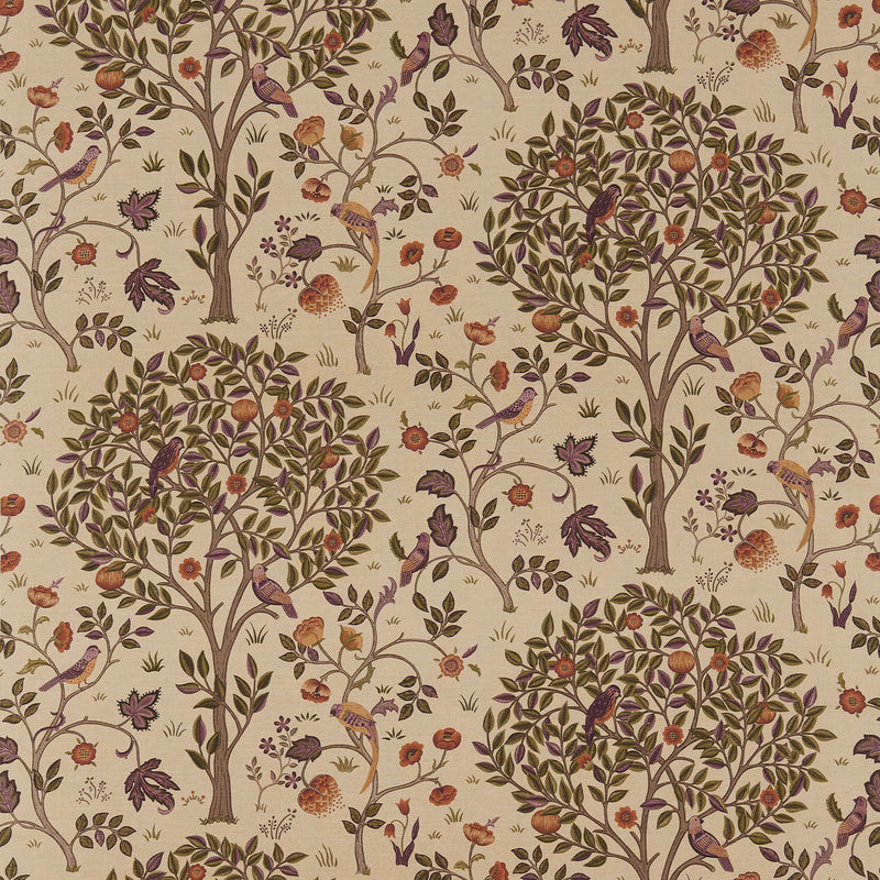 220326 Kelmscott Tree Morris & Friends Mulberry and Russet Fabric by Morris & Co