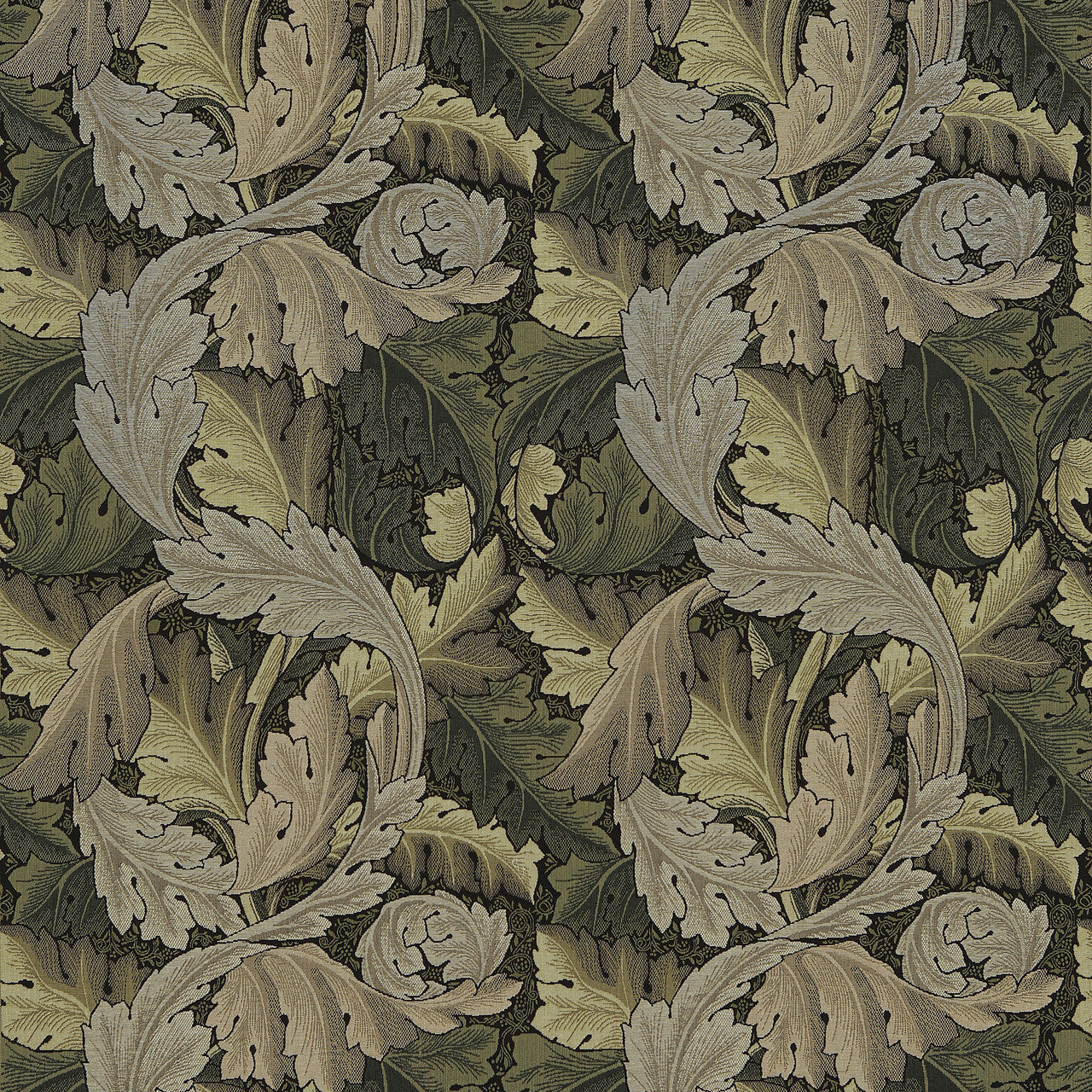 230273 Acanthus Tapestry Morris & Friends Forest and Hemp Fabric by Morris & Co