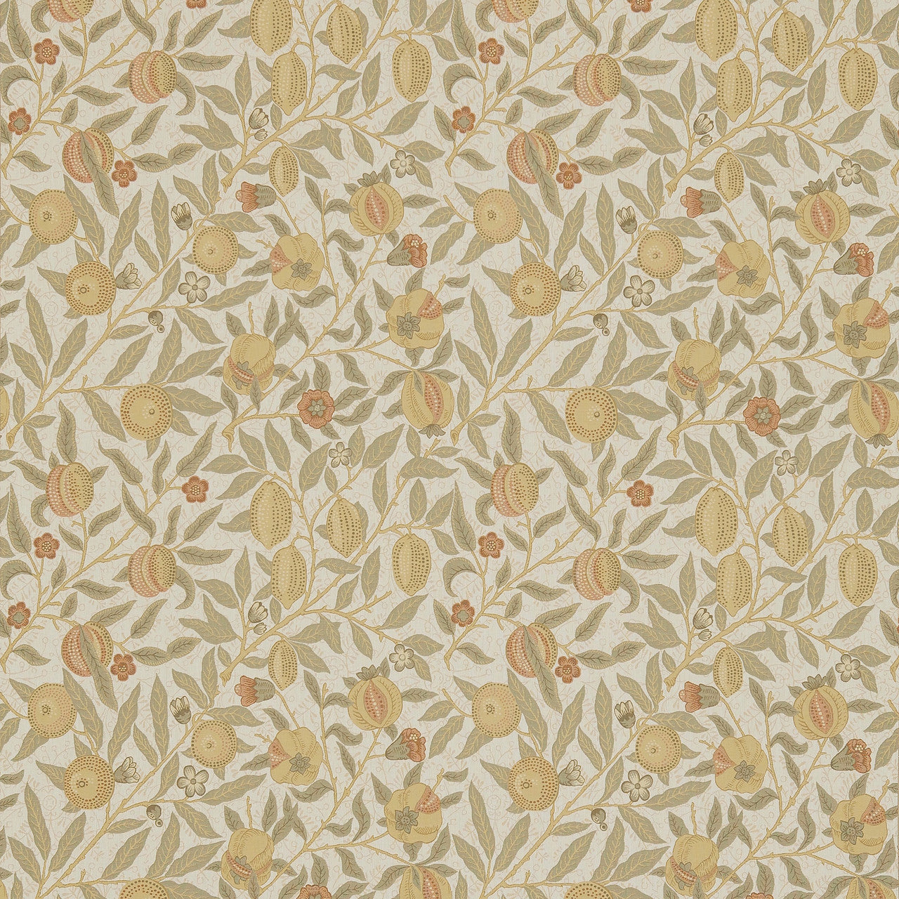230285 Fruit Morris & Friends Parchment and Bayleaf Fabric by Morris & Co