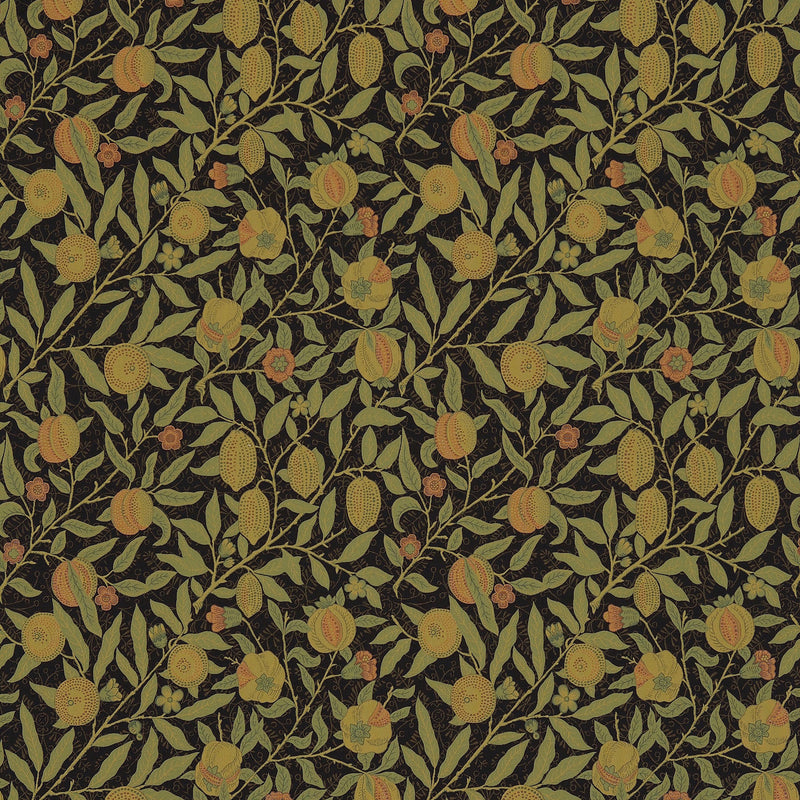 Fruit Archive Weaves Black/Claret Fabric by Morris & Co