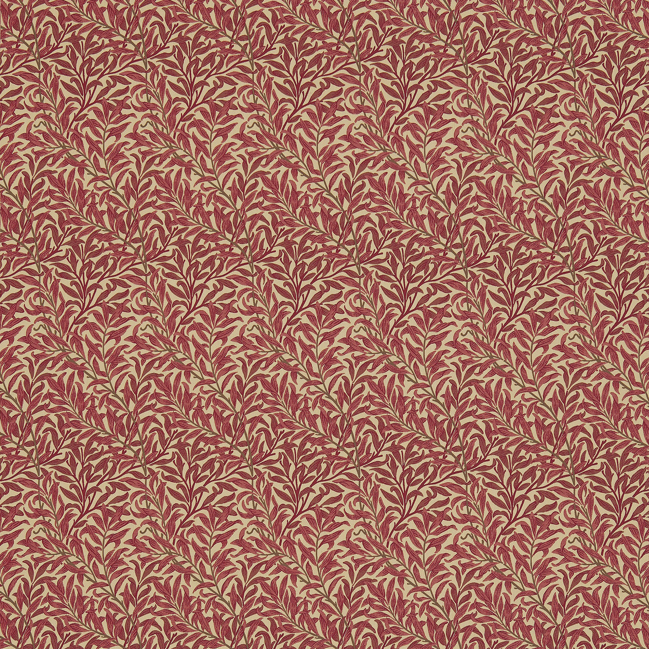 230288 Willow Bough Little Book of Morris Crimson & Manilla Fabric by Morris & Co