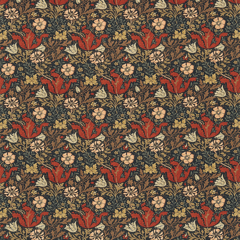 DMC196204 Compton Morris & Friends Faded Terracotta Fabric by Morris & Co