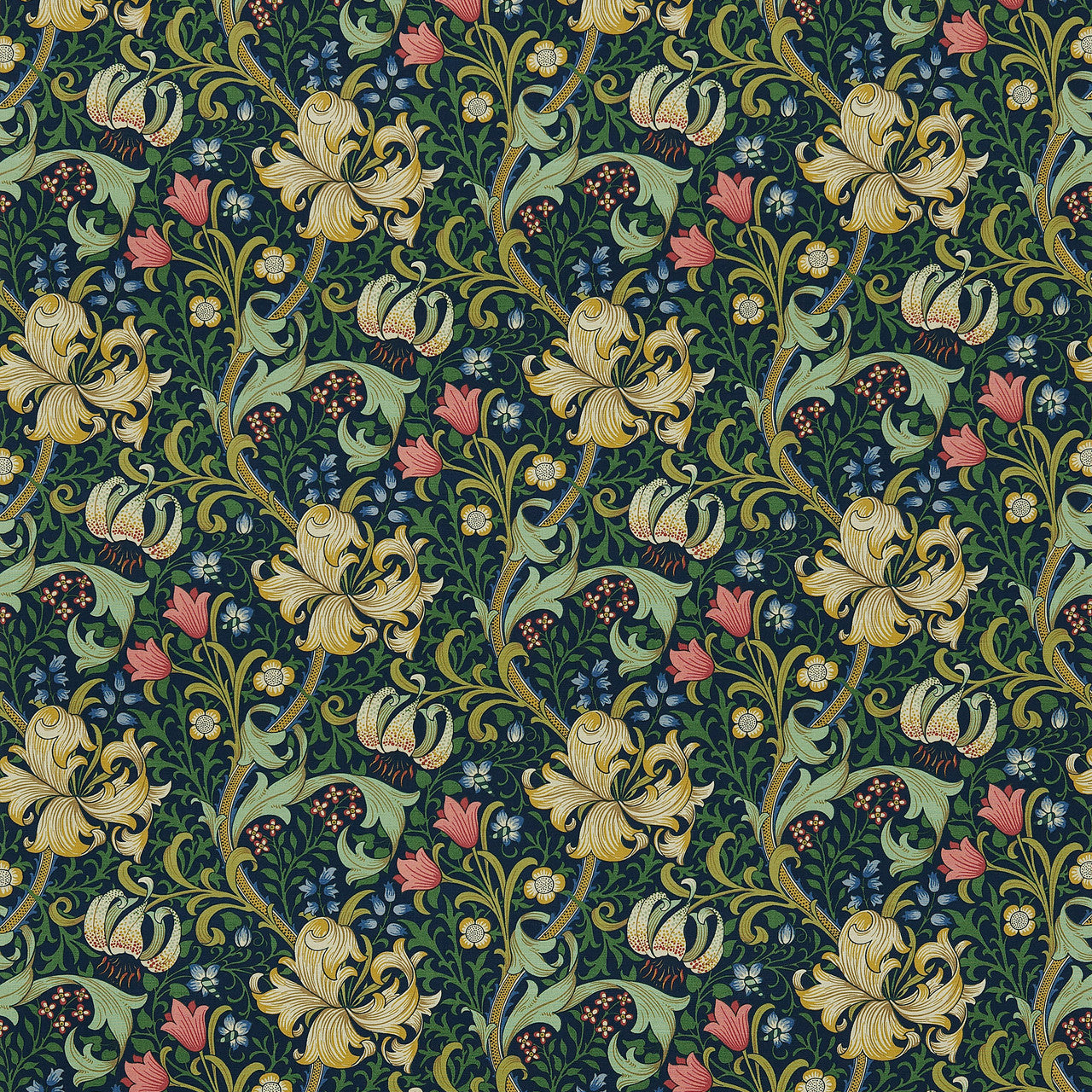 DMC1G3202 Golden Lily Morris & Friends Terracotta Fabric by Morris & Co