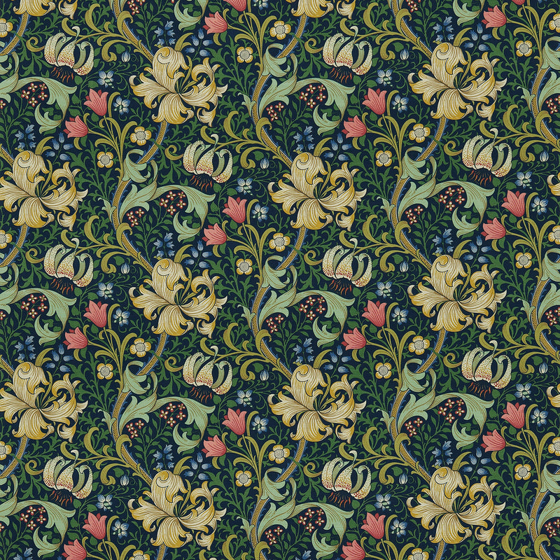 DMC1G3202 Golden Lily Morris & Friends Terracotta Fabric by Morris & Co