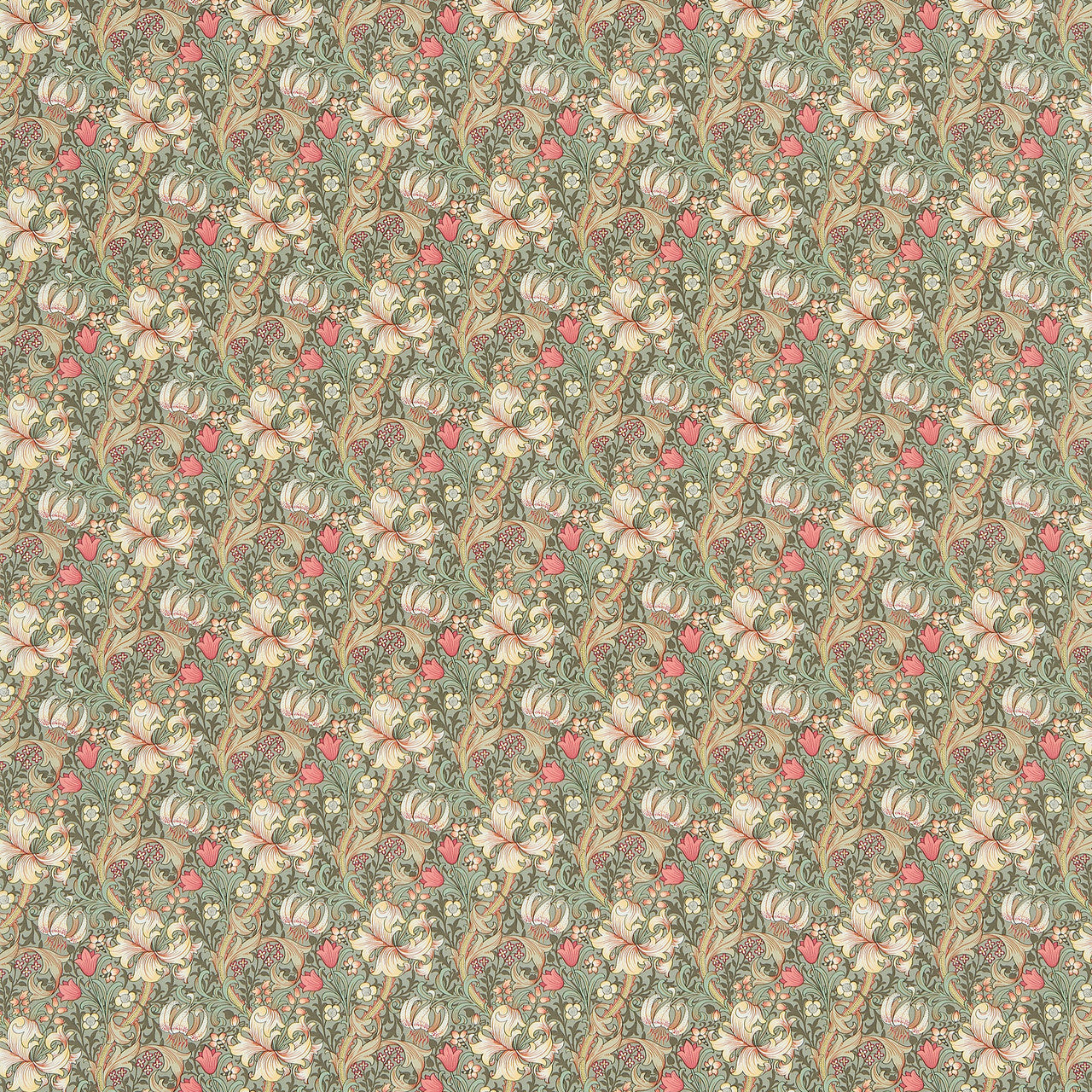 DMC1G4206 Golden Lily Minor Morris & Friends Artichoke and Vanilla Fabric by Morris & Co