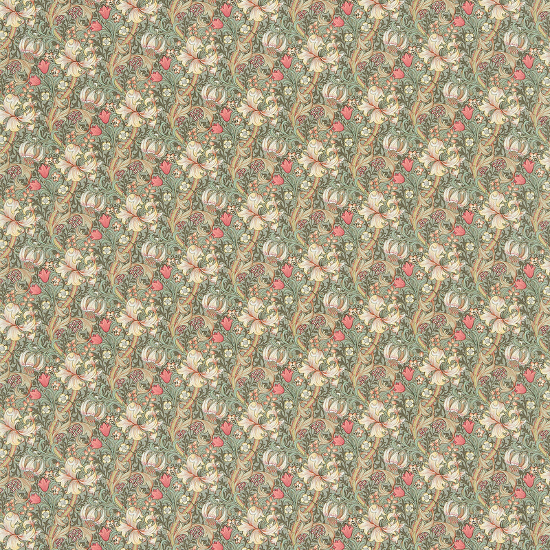 DMC1G4206 Golden Lily Minor Morris & Friends Artichoke and Vanilla Fabric by Morris & Co