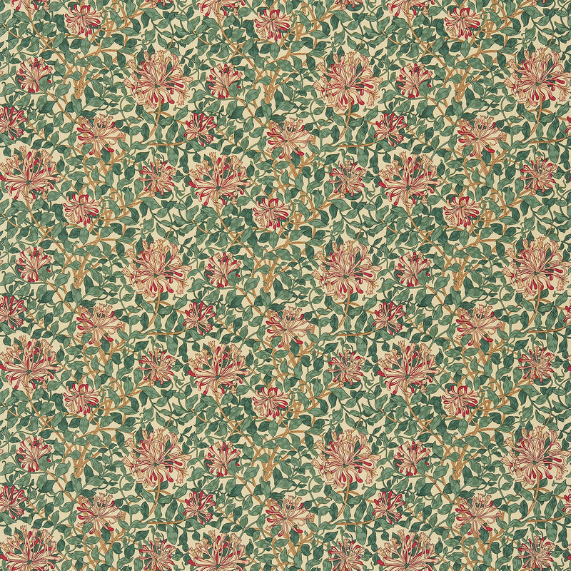 DMC1HS203 Honeysuckle Morris & Friends Cream and Wine Fabric by Morris & Co