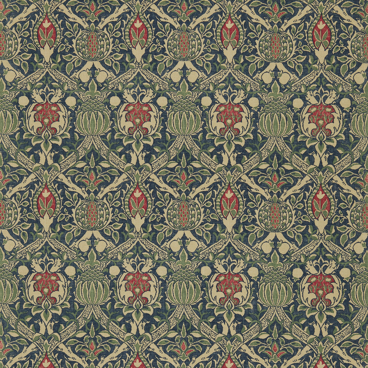 DMCOGR201 Granada Morris & Friends Indigo and Red Fabric by Morris & Co