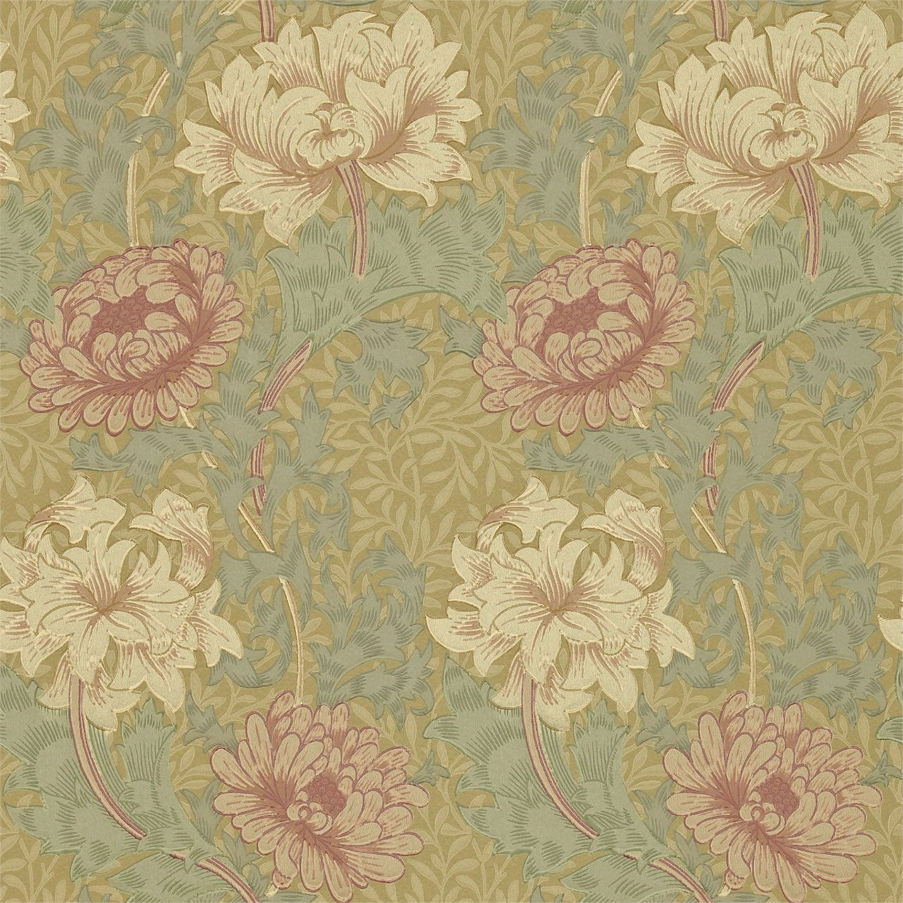 210414 Chrysanthemum Compendium I & II Wallpaper By Morris & Co