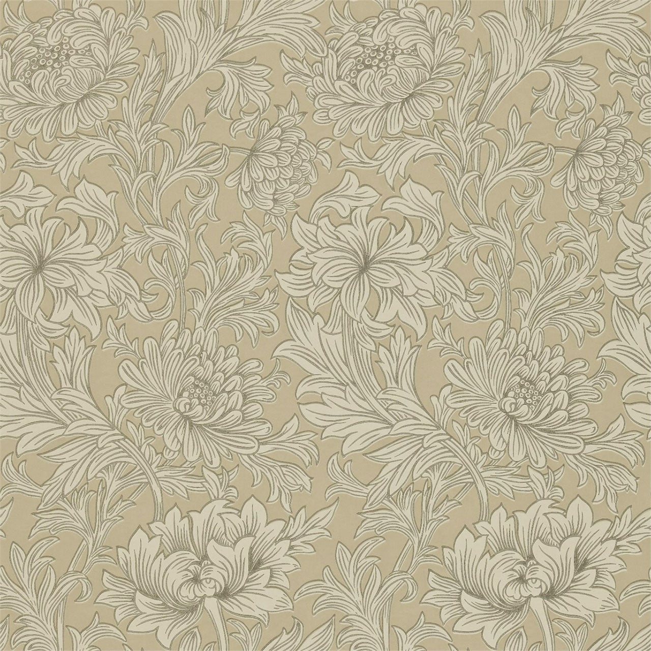 210417 Chrysanthemum Toile Compendium I & II Wallpaper By Morris & Co
