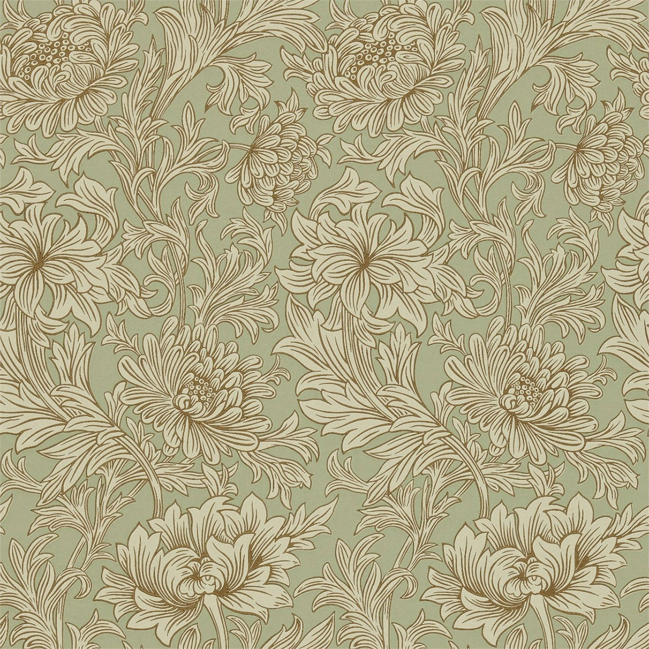 210418 Chrysanthemum Toile Compendium I & II Wallpaper By Morris & Co