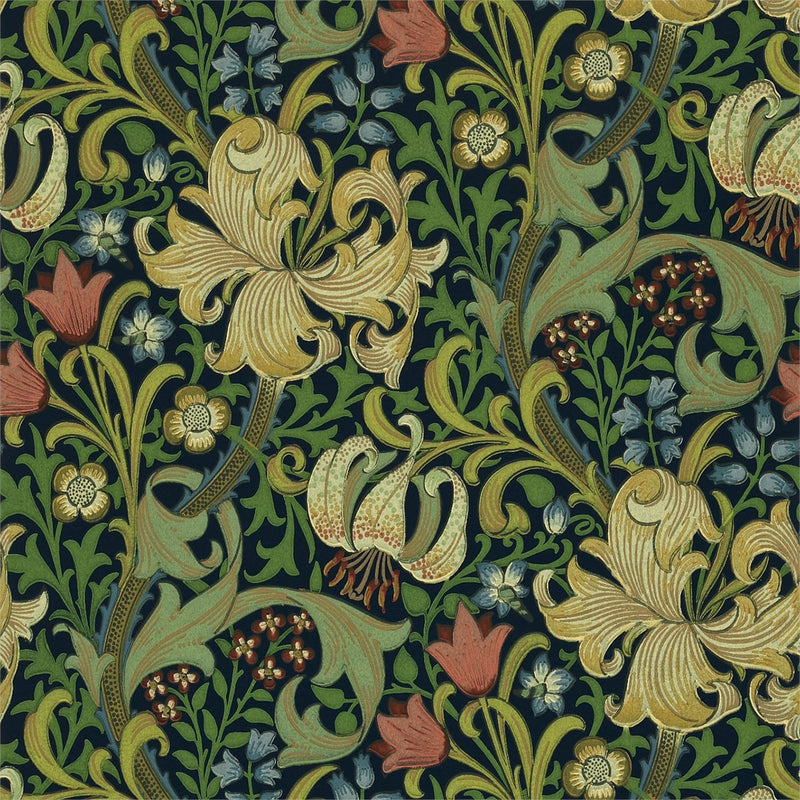 210429 Golden Lily Compendium I & II Wallpaper By Morris & Co