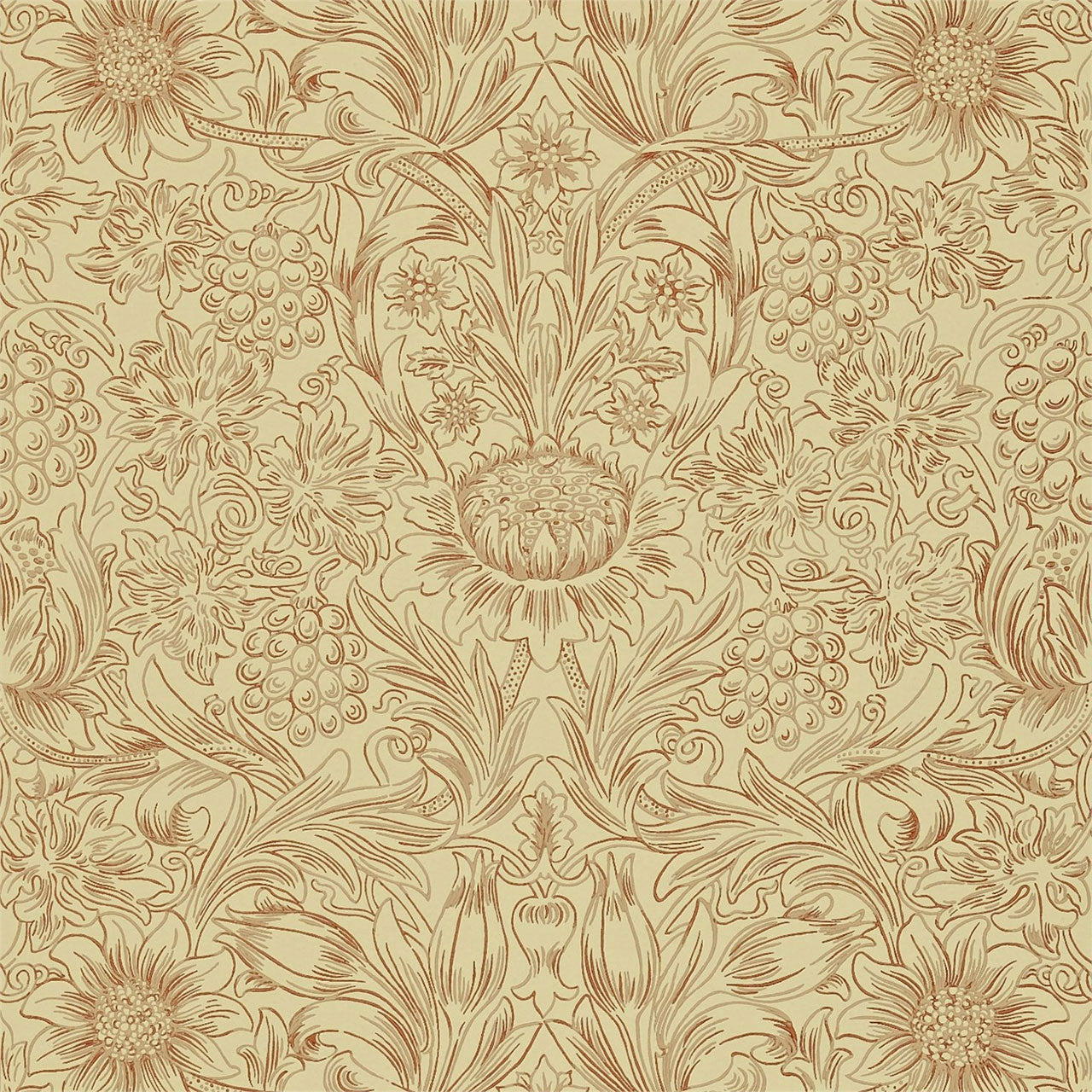 210473 Sunflower Etch Compendium I & II Wallpaper By Morris & Co