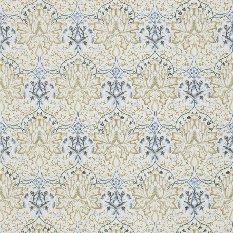 234544 Artichoke Embroidery Morris & Friends Soft Gold and Cream Fabric by Morris & Co