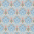Artichoke Embroidery Morris & Friends Peacock and Cream Fabric by Morris & Co