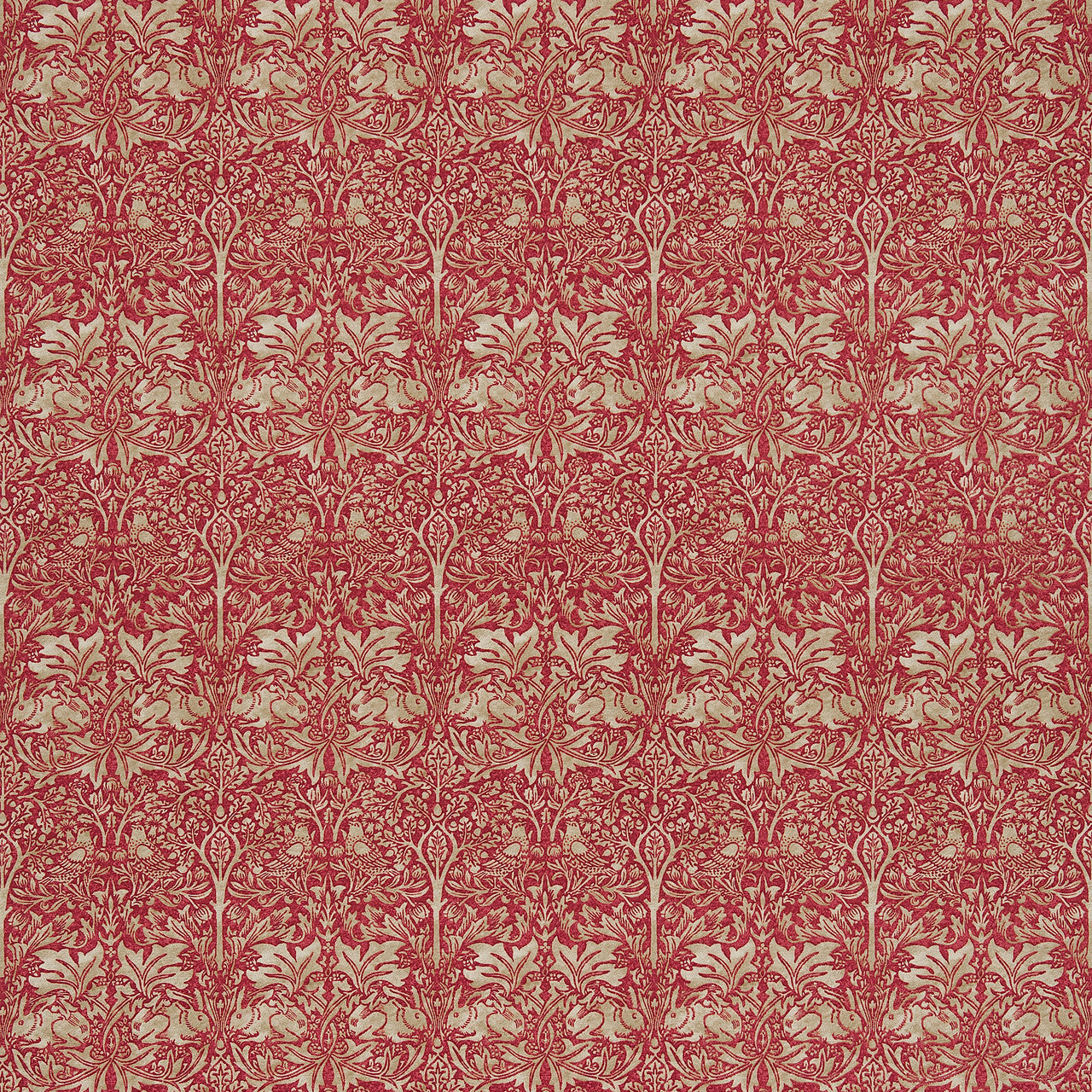 DMORBR201 Brer Rabbit Little Book of Morris Red & Hemp Fabric by Morris & Co