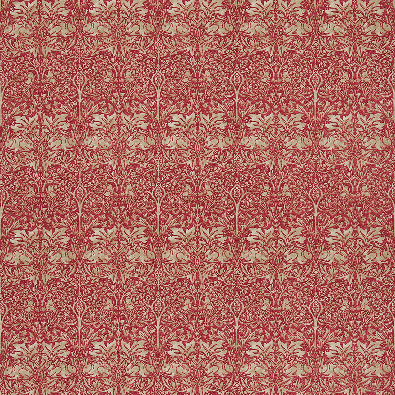 DMORBR201 Brer Rabbit Little Book of Morris Red & Hemp Fabric by Morris & Co
