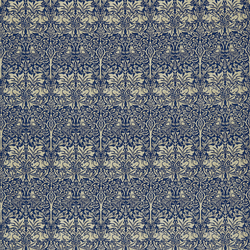 DMORBR205 Brer Rabbit Little Book of Morris Indigo and Vellum Fabric by Morris & Co