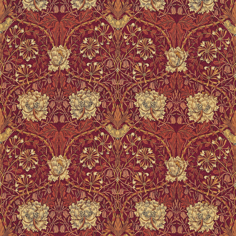 DMORHO203 Honeysuckle & Tulip Morris & Friends Brick and Russet Fabric by Morris & Co