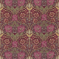 Honeysuckle & Tulip Morris & Friends Wine and Bayleaf Fabric by Morris & Co