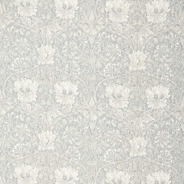 226481 Honeysuckle & Tulip Pure Morris North Light Grey Blue Fabric by Morris & Co