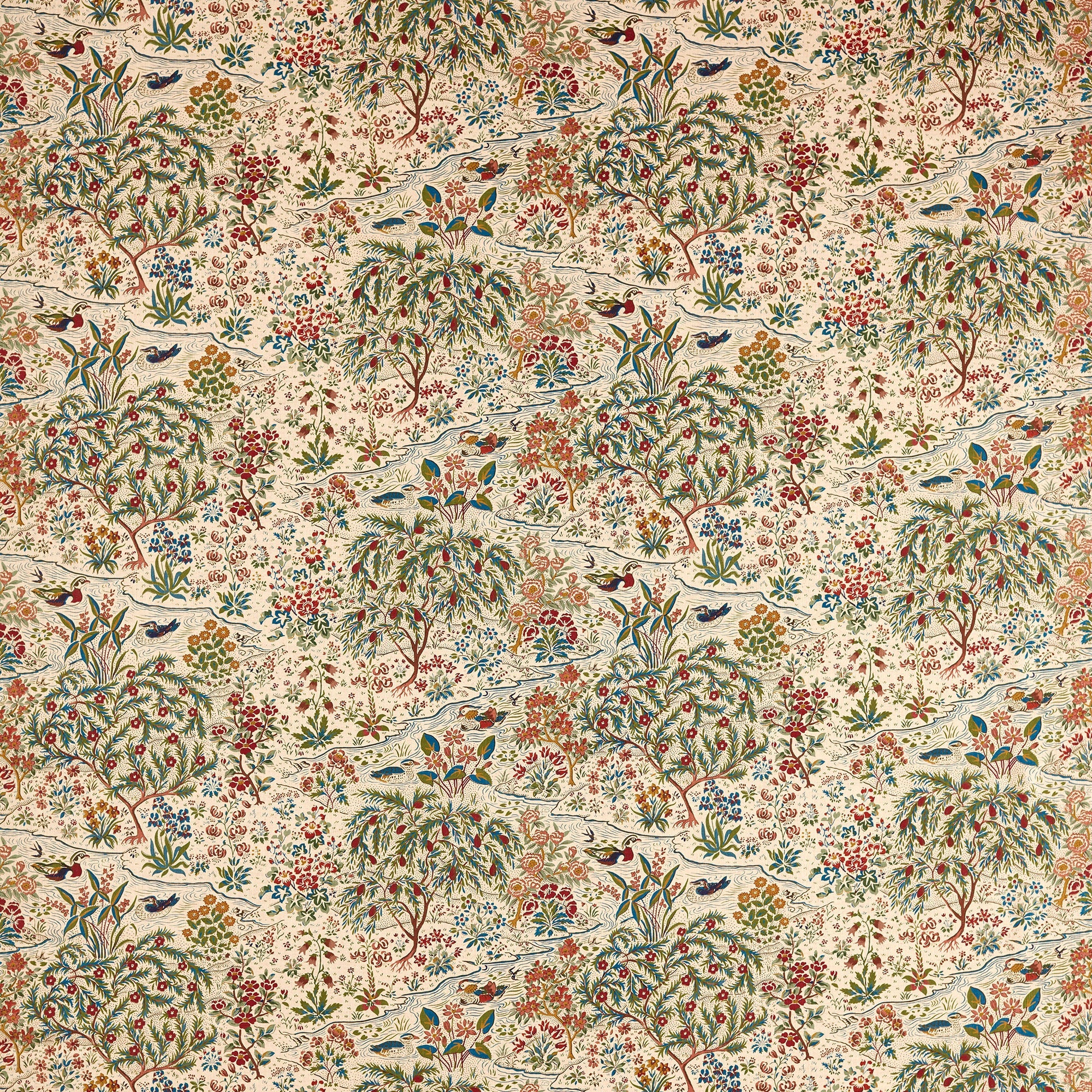 227406 Moat Birds Damson/Cobalt Sanderson x National Trust Volume II Fabric by Sanderson