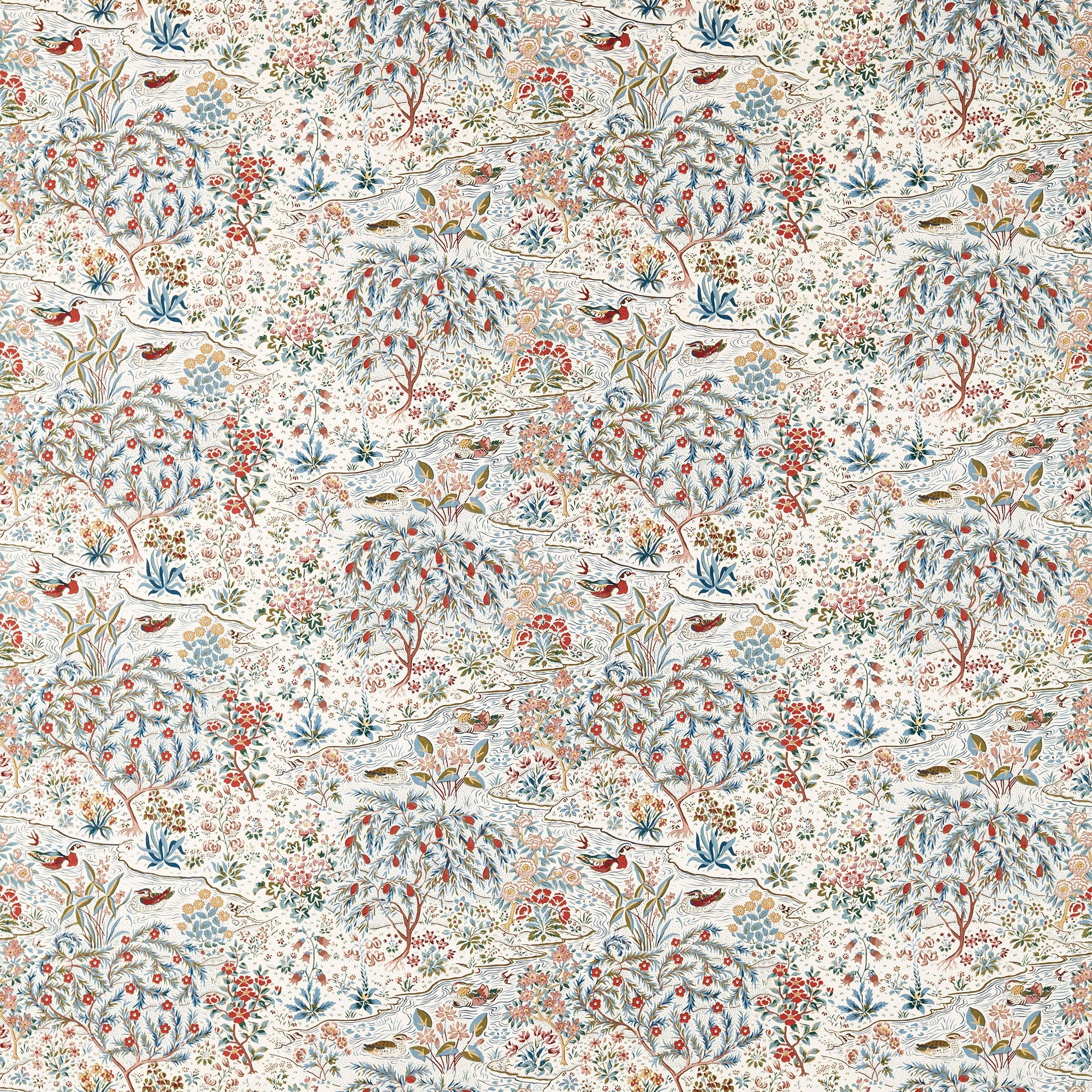 227408 Moat Birds Blue Clay/Mallow Sanderson x National Trust Volume II Fabric by Sanderson