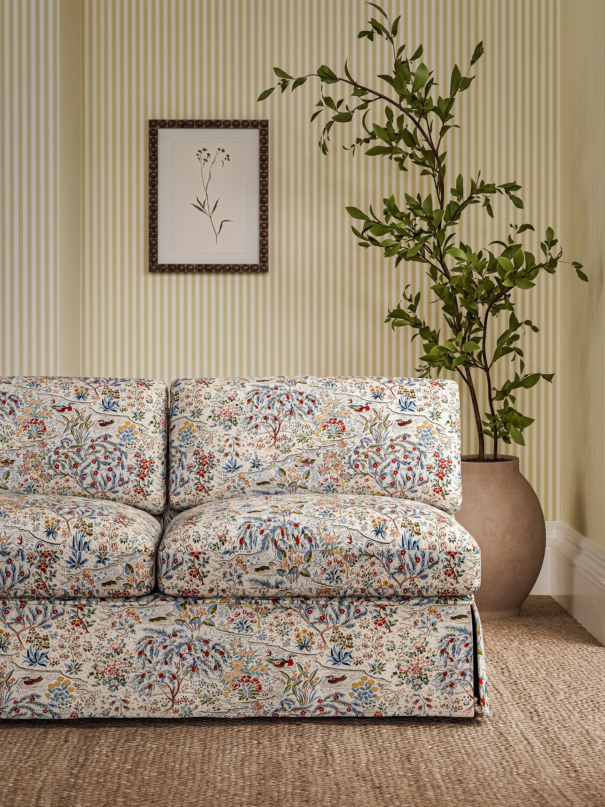 227408 Moat Birds Blue Clay/Mallow Sanderson x National Trust Volume II Fabric by Sanderson