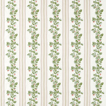 237785 Cobnut Stripe Leaf Green/Berry Sanderson x National Trust Volume II Fabric by Sanderson