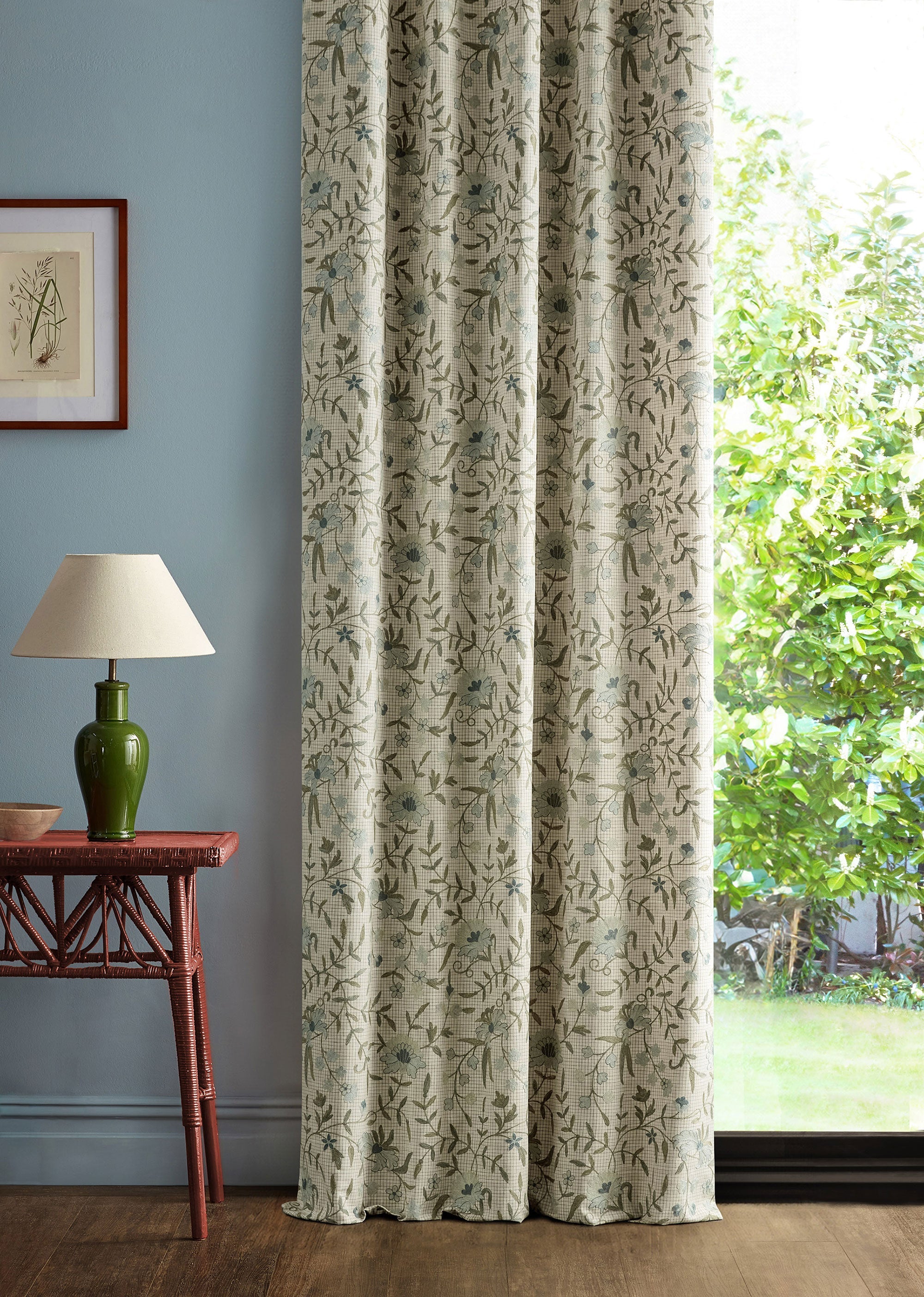 237788 Habington Porcelain/Thyme Sanderson x National Trust Volume II Fabric by Sanderson