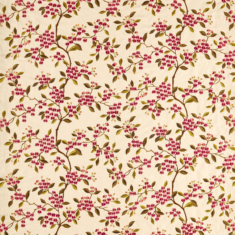 237803 Damson Blossom Madder/Olive Sanderson x National Trust Volume II Fabric by Sanderson