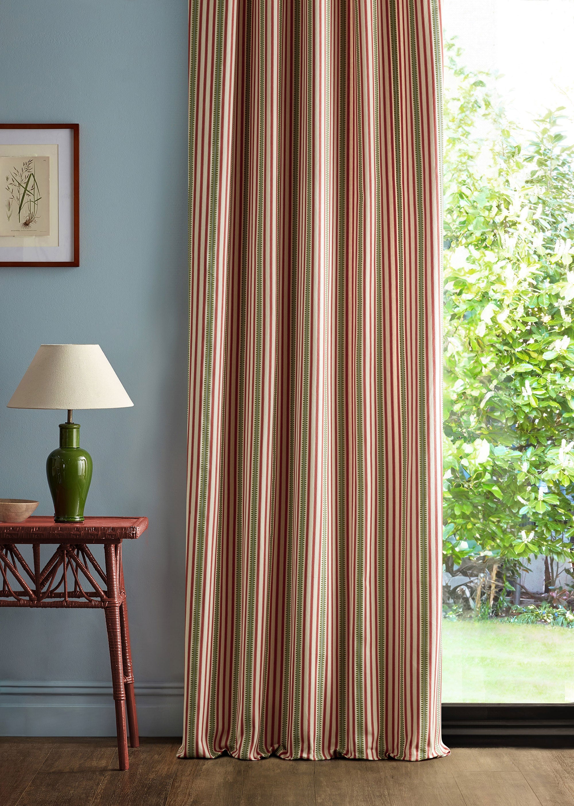 237810 Barneby Stripe Berry/Leaf Sanderson x National Trust Volume II Fabric by Sanderson