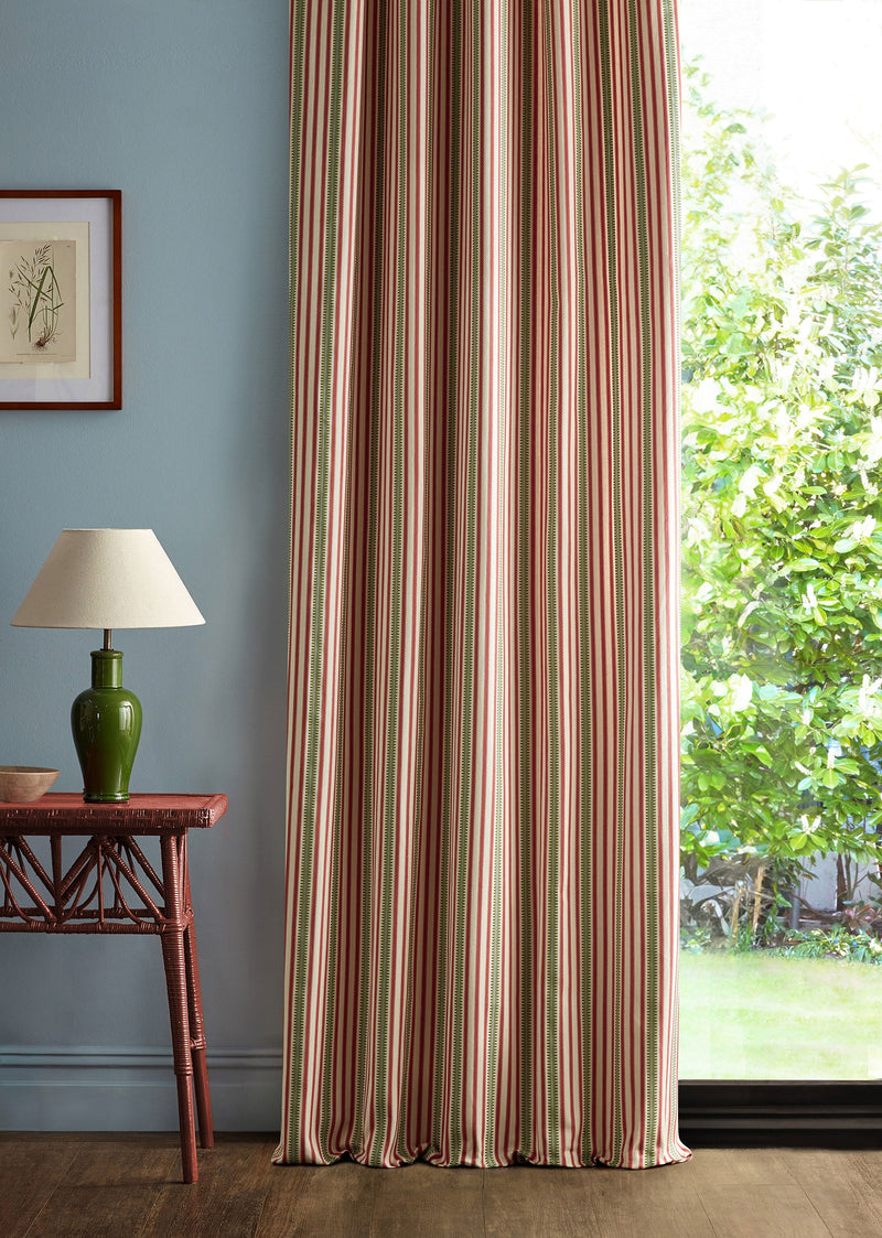 237810 Barneby Stripe Berry/Leaf Sanderson x National Trust Volume II Fabric by Sanderson