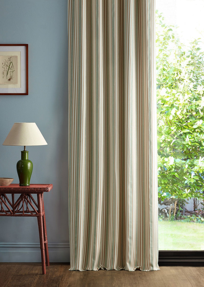 237811 Barneby Stripe Mallow/Olive Sanderson x National Trust Volume II Fabric by Sanderson