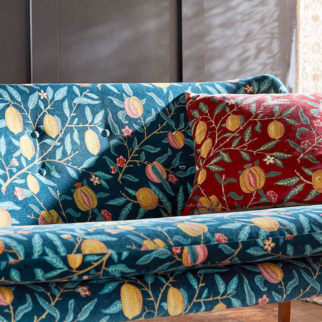 236924 Fruit Velvet Rouen Velvets Indigo/Slate Fabric by Morris & Co