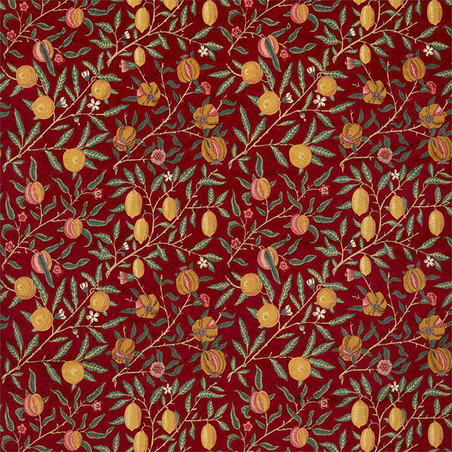236925 Fruit Velvet Rouen Velvets Madder/Bayleaf Fabric by Morris & Co